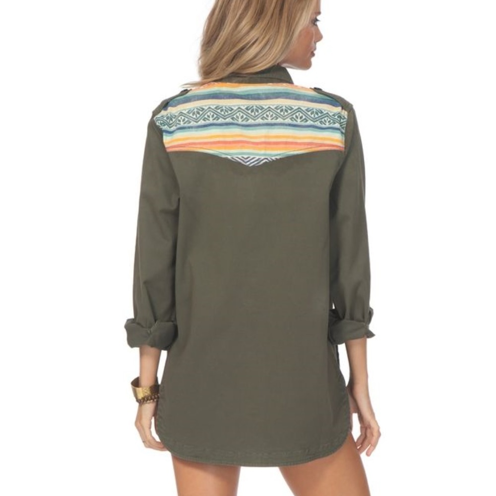 NWT Rip Curl Green Olive Sun Gypsy Shirt Utility Jacket Coat Military Army XS - Picture 3 of 4